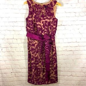 Adrianna Papell Lace Sheath Dress W/Nude Lining